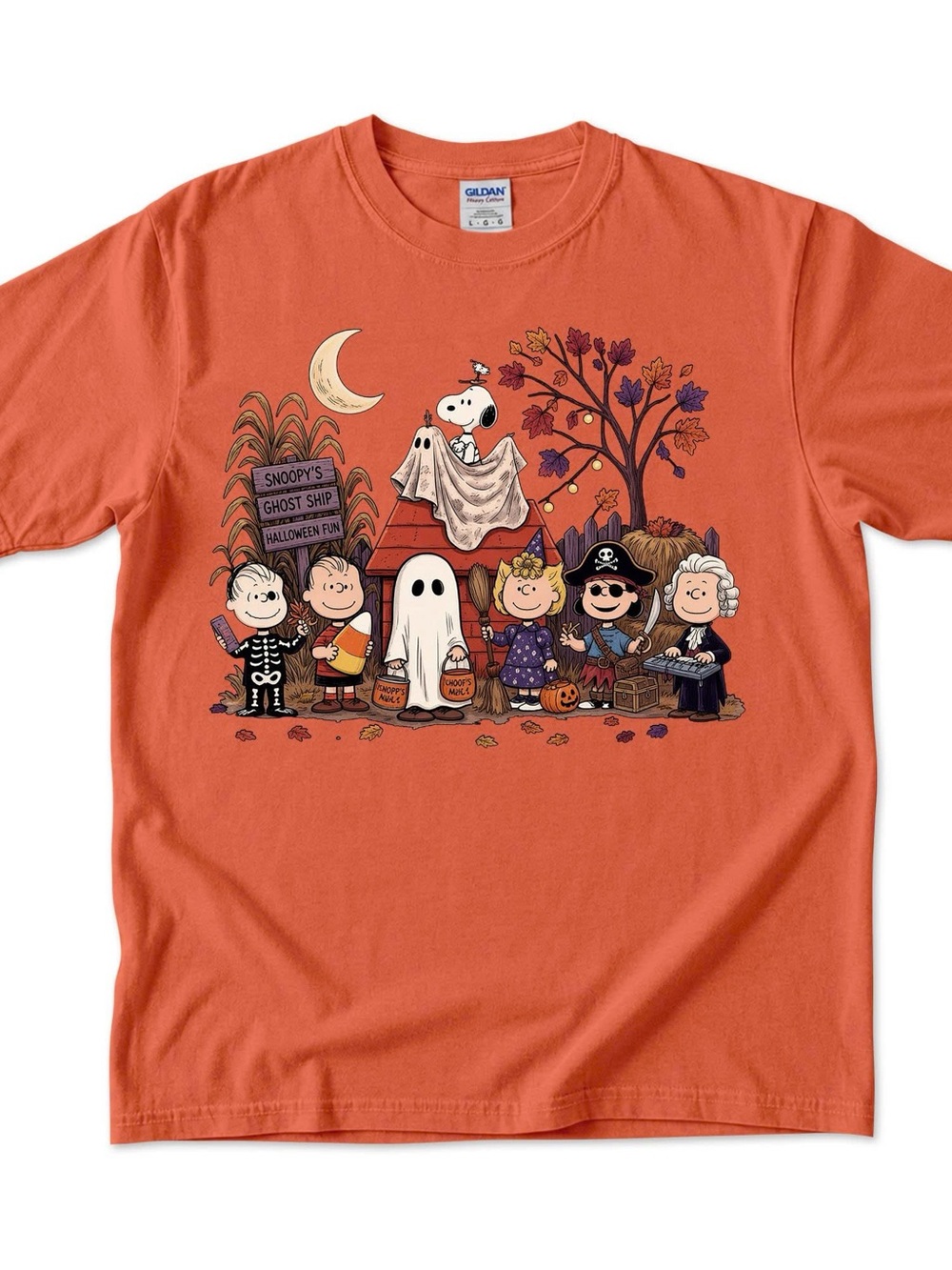 Gildan Orange Peanuts Halloween Graphic Tee